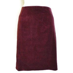 Ann Taylor Velvet Mini Skirt Burgundy Lined Zip Vent 8P